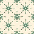 Ivory Winter Snowflake Pattern With Green And Beige Royalty Free Stock Photo