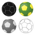 Green soccer ball icon in cartoon style isolated on white background. Brazil country symbol stock vector illustration.