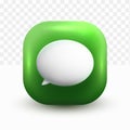 green social chat icon 3d chat bubbles on white tranparent background