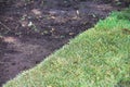 Green sod grass and brown earth Royalty Free Stock Photo