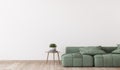 Green sofa in a living room design, Mockup wall in a minimal interior style Royalty Free Stock Photo