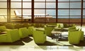Green sofa on the luxury airport lobby