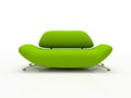 Green sofa on white background insulated