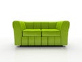 Green sofa on white background insulated 3d