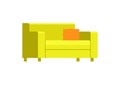 Green soft stylish sofa for home and office on a white background. Vector couch. Sofa flat illustration