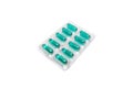 Green soft gel capsules pills in blister pack Royalty Free Stock Photo