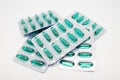 Green soft gel capsules pills in blister pack Royalty Free Stock Photo