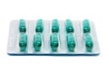 Green soft gel capsules pills in blister pack Royalty Free Stock Photo