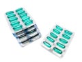 Green soft gel capsules pills in blister pack Royalty Free Stock Photo