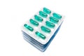 Green soft gel capsules pills in blister pack Royalty Free Stock Photo