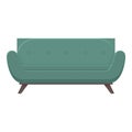 Green soft sofa icon cartoon vector. Soiled clean room