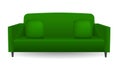 Green soft sofa mockup, realistic style