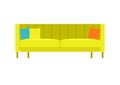 Green soft stylish sofa for home and office on a white background. Vector couch. Sofa flat illustration