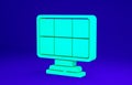 Green Solar energy panel icon isolated on blue background. Minimalism concept. 3d illustration 3D render Royalty Free Stock Photo