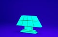 Green Solar energy panel icon isolated on blue background. Minimalism concept. 3d illustration 3D render Royalty Free Stock Photo
