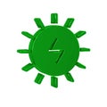 Green Solar energy panel icon isolated on transparent background. Sun with lightning symbol. Royalty Free Stock Photo
