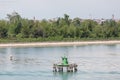 Green Solar Powered Channel Marker Royalty Free Stock Photo