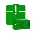 Green Sold icon isolated on transparent background.