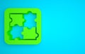 Green Solution to the problem in psychology icon isolated on blue background. Puzzle. Therapy for mental health Royalty Free Stock Photo