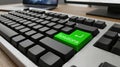 Green solutions button on a computer keyboard for business and tech concepts Royalty Free Stock Photo