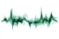 green sound waveform digital display on white background, showcasing dynamic audio patterns and visual energy. This abstract