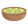 Green soup icon cartoon vector. Rice food