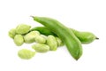 Green soybeans on white