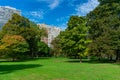 Green Space with Trees and Residential Buildings in Lincoln Park Chicago Royalty Free Stock Photo