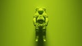 Green Space Walk Spaceman Astronaut Cosmonaut with Bright Green Background