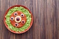 Green spaghetti creative pasta scary halloween party food monster