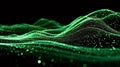 Green sparkling particles flowing creating digital waves Royalty Free Stock Photo