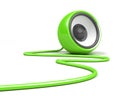 Green speaker with cable over white Royalty Free Stock Photo