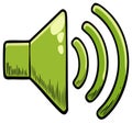 Green speaker icon with sound waves representing audio volume Royalty Free Stock Photo