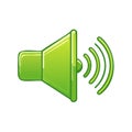 Green Speaker Volume Icon: Loud sound waves, broadcast graphic, glossy user interface vector illustration Royalty Free Stock Photo
