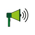 green speaker on white background. Speaker icon. Vector illustration. Stock image.