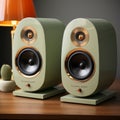 Green Speakers: Photorealistic Renderings Of Peregrine Heathcote\'s Limited Color Range Royalty Free Stock Photo