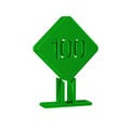Green Speed limit traffic sign 100 km icon isolated on transparent background.
