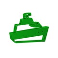 Green Speedboat icon isolated on transparent background.