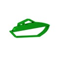 Green Speedboat icon isolated on transparent background.