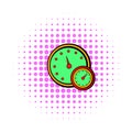 Green speedometer and tachometer icon comics style