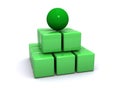 Green sphere on cubes