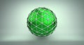 Green sphere and polygonal wireframe 3D illustration