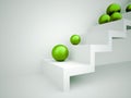 Green spheres on stairs concept Royalty Free Stock Photo