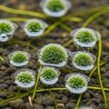 Green spherical clusters, possibly Marimo moss Royalty Free Stock Photo