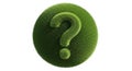 Green Spherical Object Covered in Grass with a Large Green Question Mark in the Center sphere Royalty Free Stock Photo