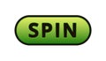 Green spin button with bold letters for interactive game or online application interface