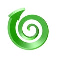 Green spiral arrow. Top view Royalty Free Stock Photo
