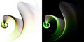 A green spiral turns into a striped wavy plane on a white and black backgrounds. Set of abstract fractal backgrounds. Icon, logo Royalty Free Stock Photo