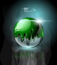 Green splattered sphere with sparks