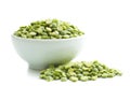 Green split peas in bowl. Royalty Free Stock Photo